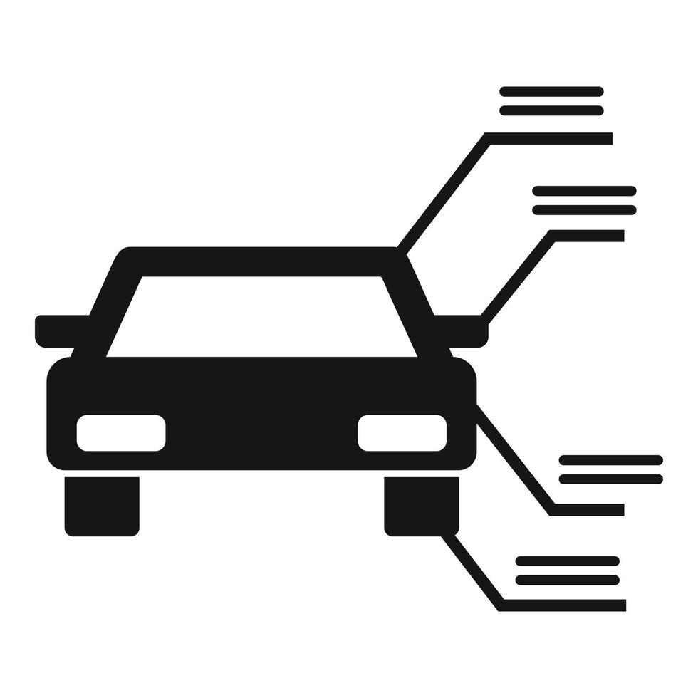 icono de descripción del coche de la escuela de conducción, estilo simple vector