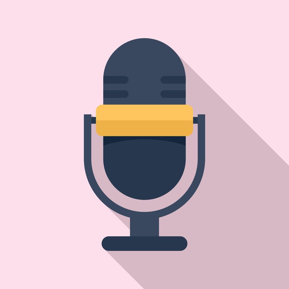 Podcast home microphone icon, flat style vector