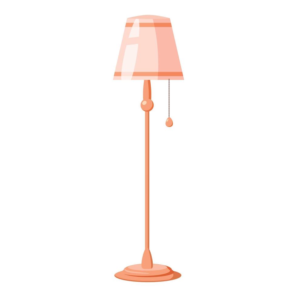 Floor lamp on a long stalk icon, cartoon style vector