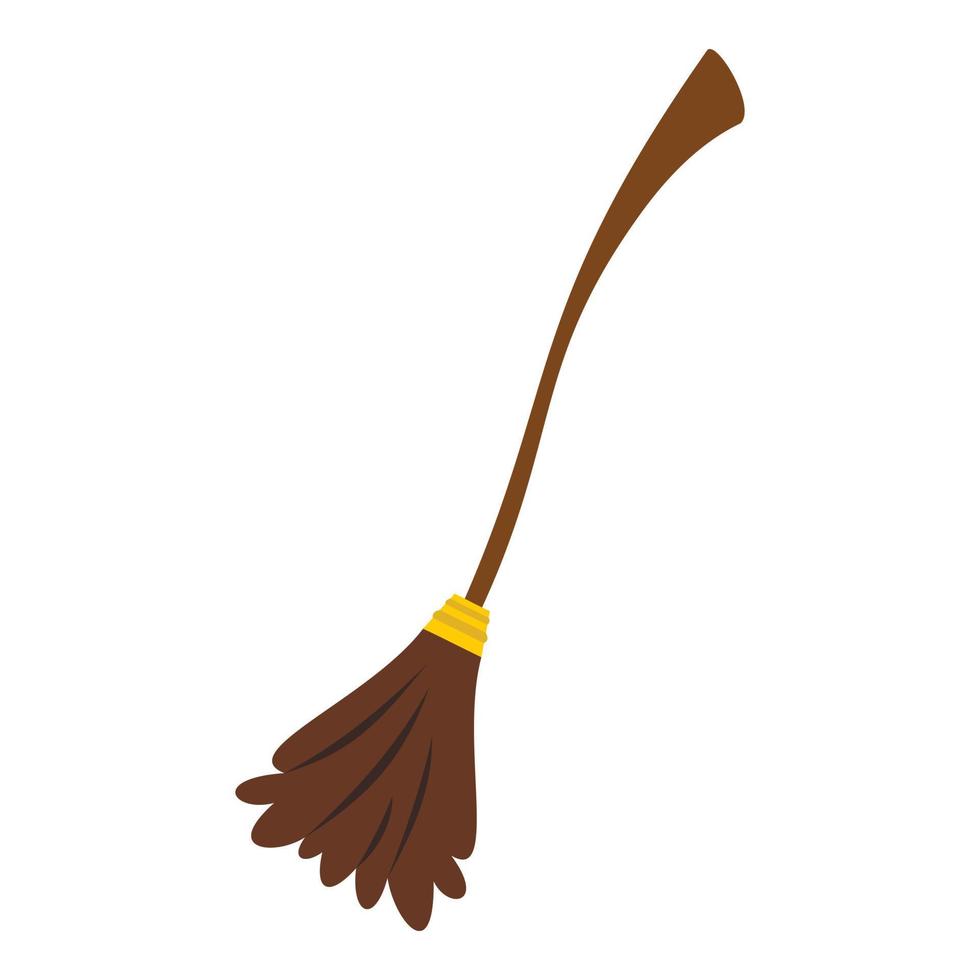 Witch broom icon, flat style vector