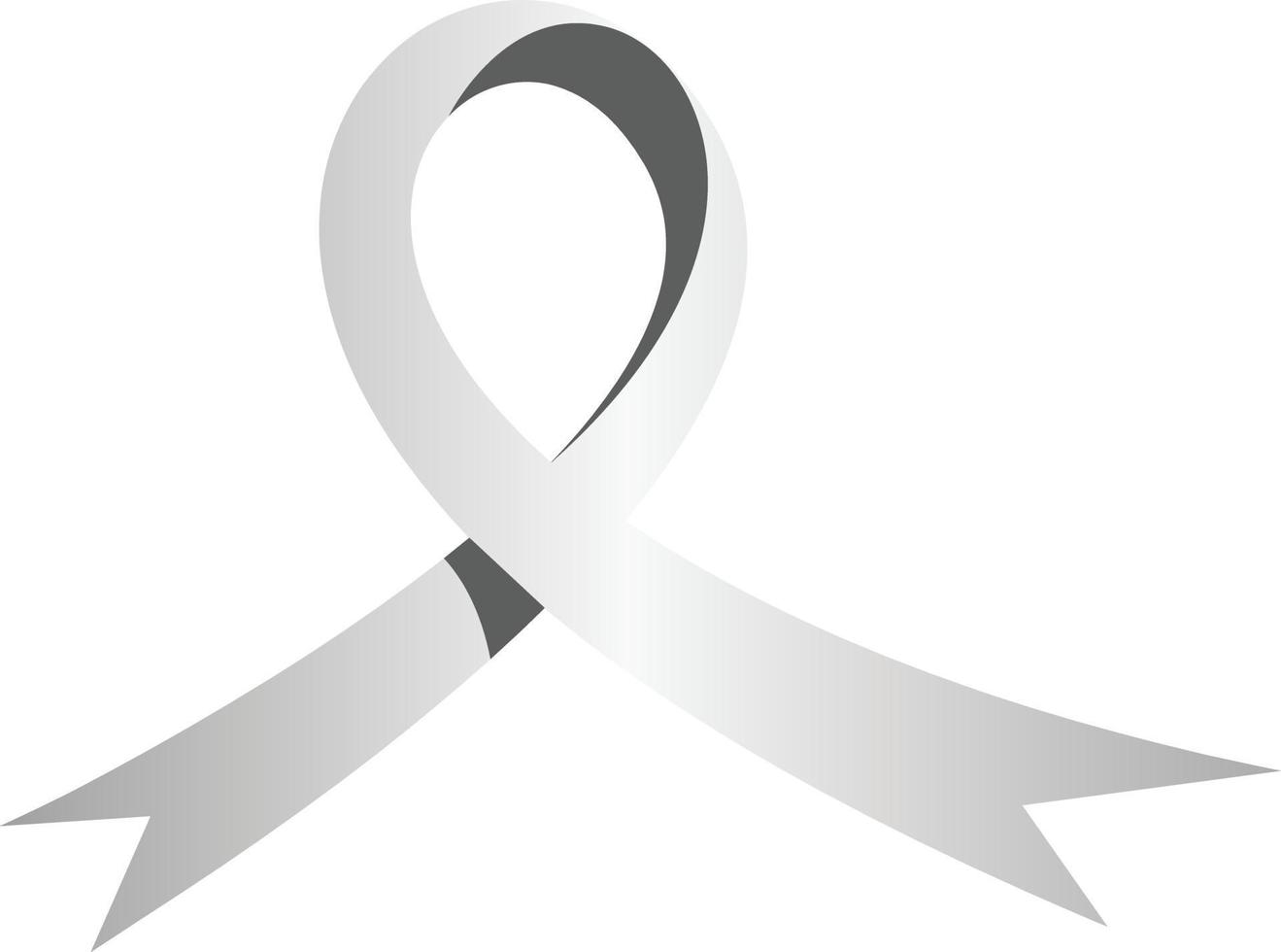 White awareness ribbon. white awareness ribbons of common all cancer. Health concept. Gray and silver support ribbons for awareness campaigns and charities like vector