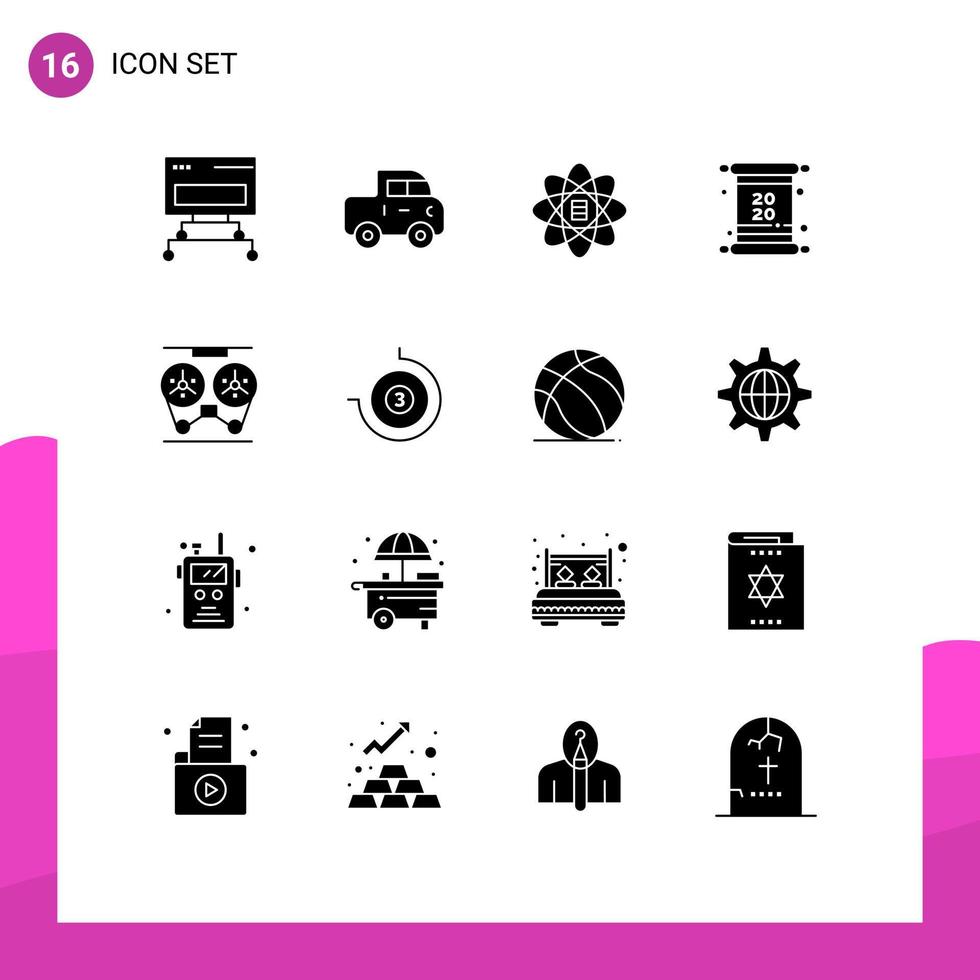 16 Solid Glyph concept for Websites Mobile and Apps record audio scince invoice invitation Editable Vector Design Elements