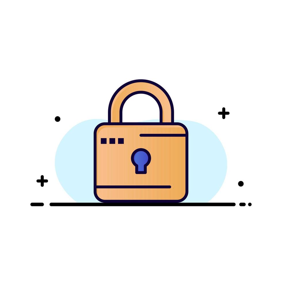 Lock Computing Locked Security  Business Flat Line Filled Icon Vector Banner Template