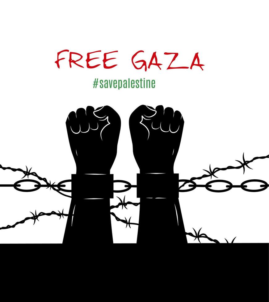 illustration vector of hand in handcuffs,free gaza,save palestine,perfect for print,etc.