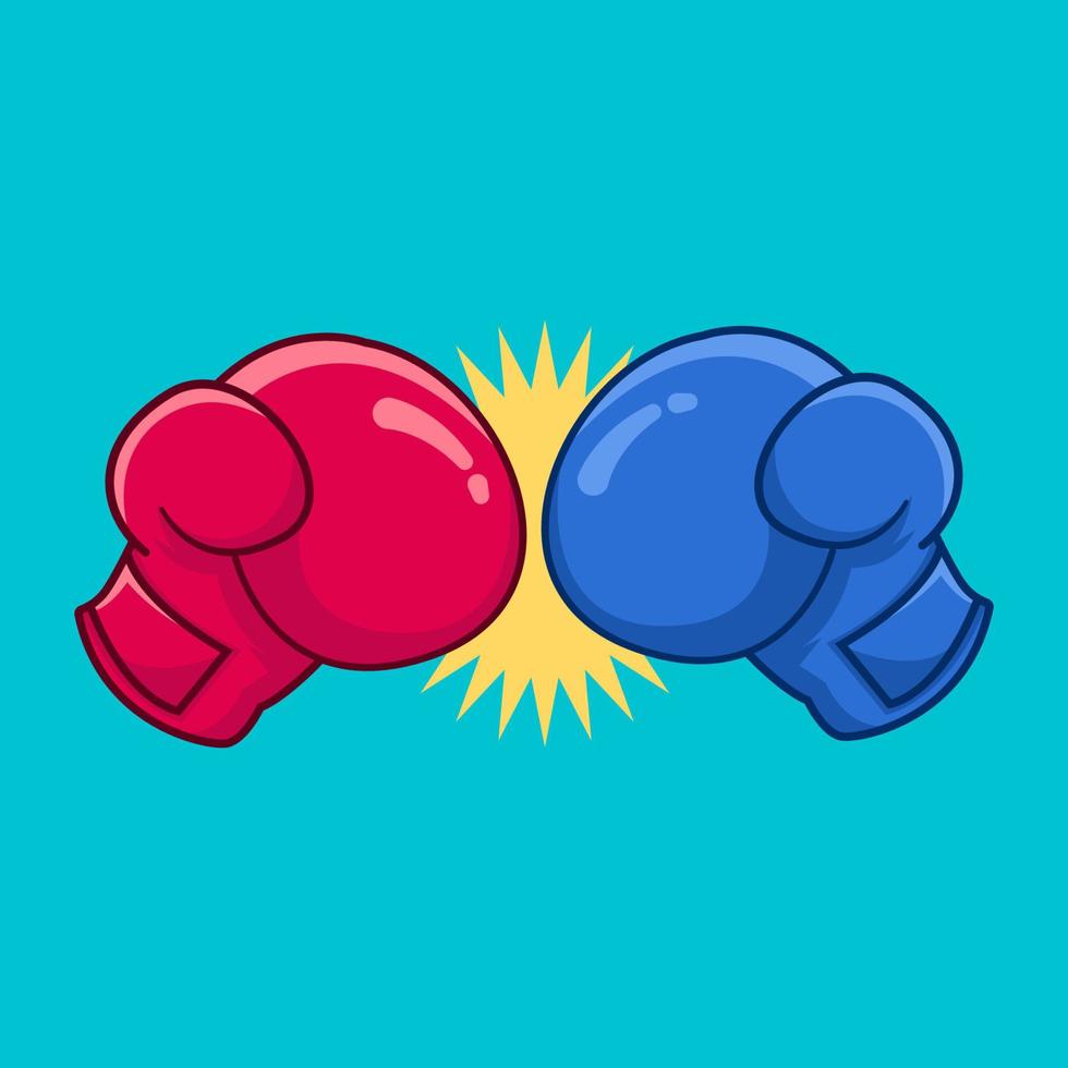 Red and blue boxing gloves illustration vector