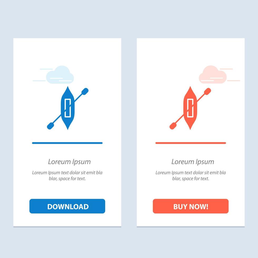Boat Canoe Kayak Ship  Blue and Red Download and Buy Now web Widget Card Template vector