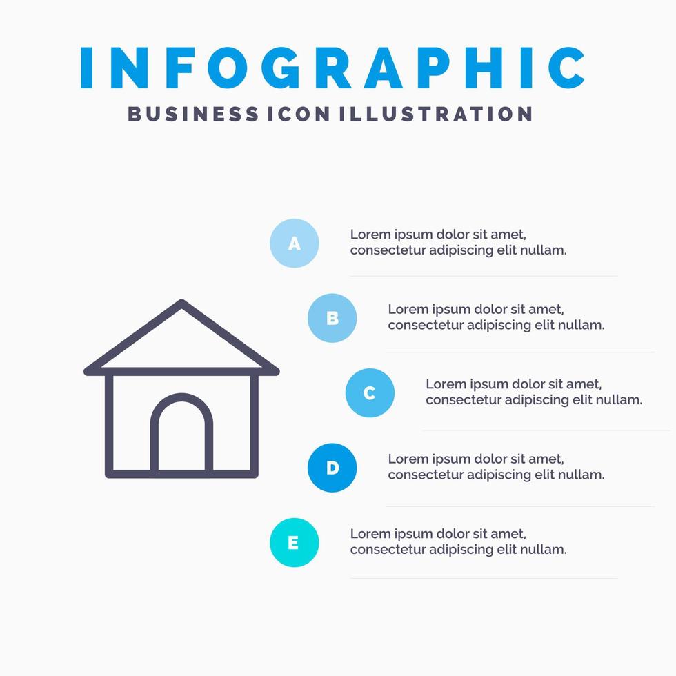 Building Hose House Shop Line icon with 5 steps presentation infographics Background vector