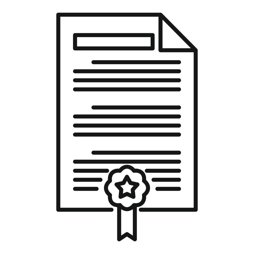 icono de documento de atestación, estilo de esquema vector