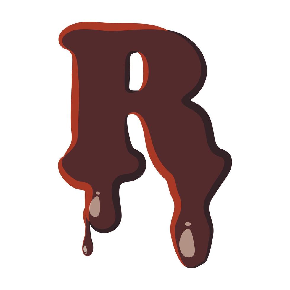 Letter R from latin alphabet made of chocolate vector