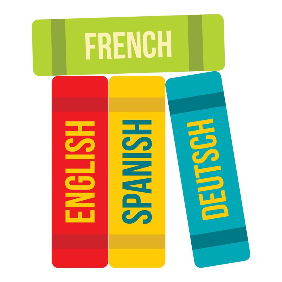 Books of foreign languages icon, flat style vector