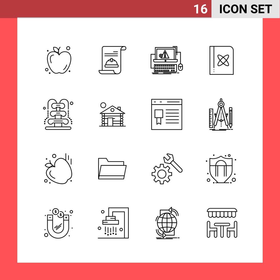 16 Icon Pack Line Style Outline Symbols on White Background Simple Signs for general designing vector