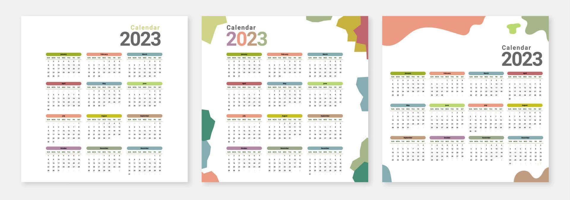 gráfico vectorial del calendario de 2023 vector