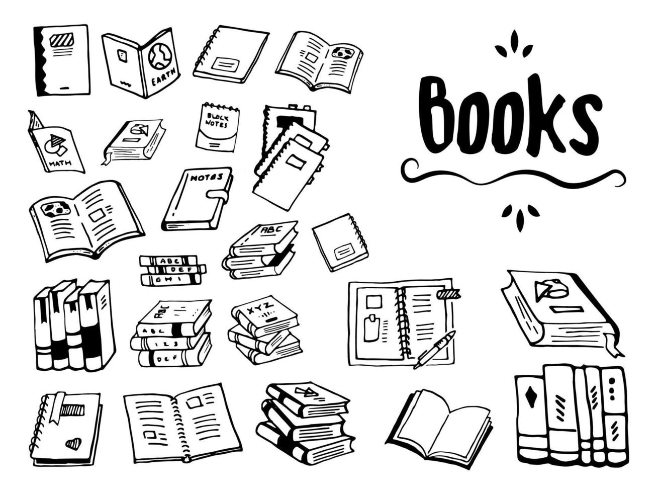 gráfico vectorial de libros dibujados a mano vector