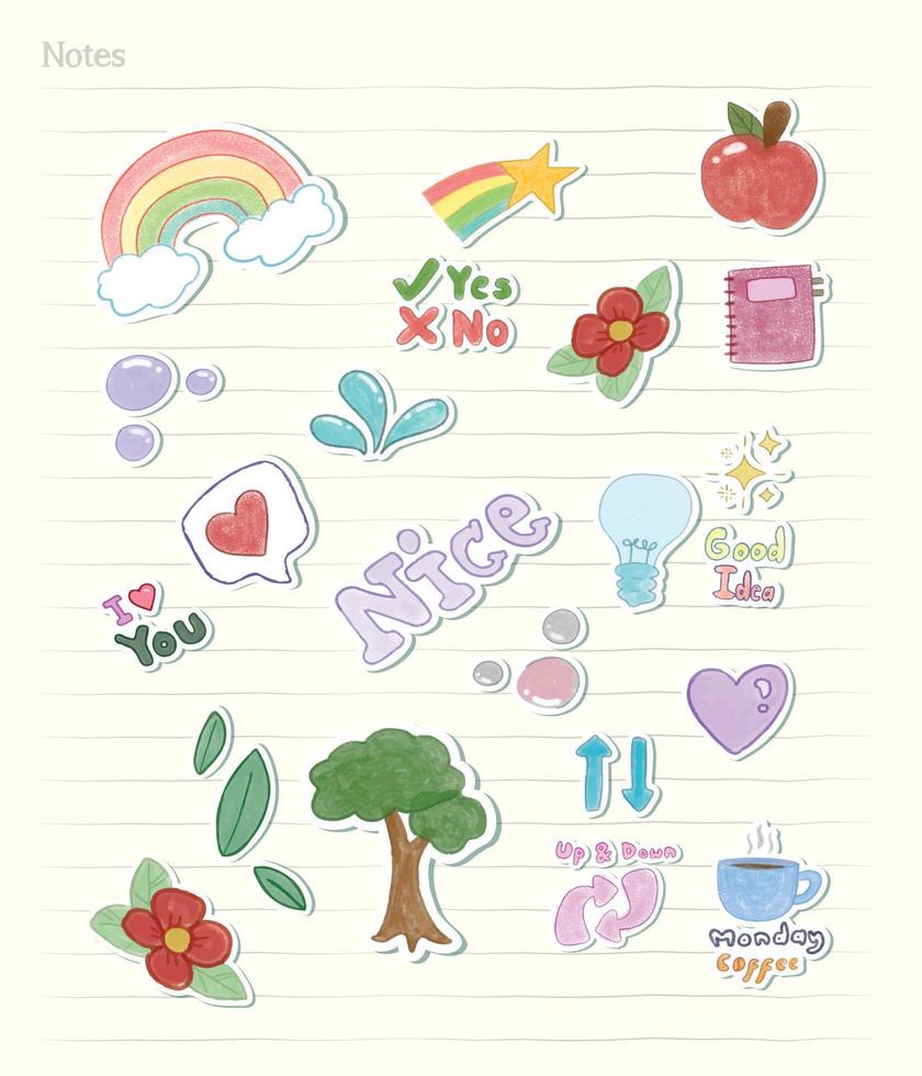 Vector graphic of  diary stickers