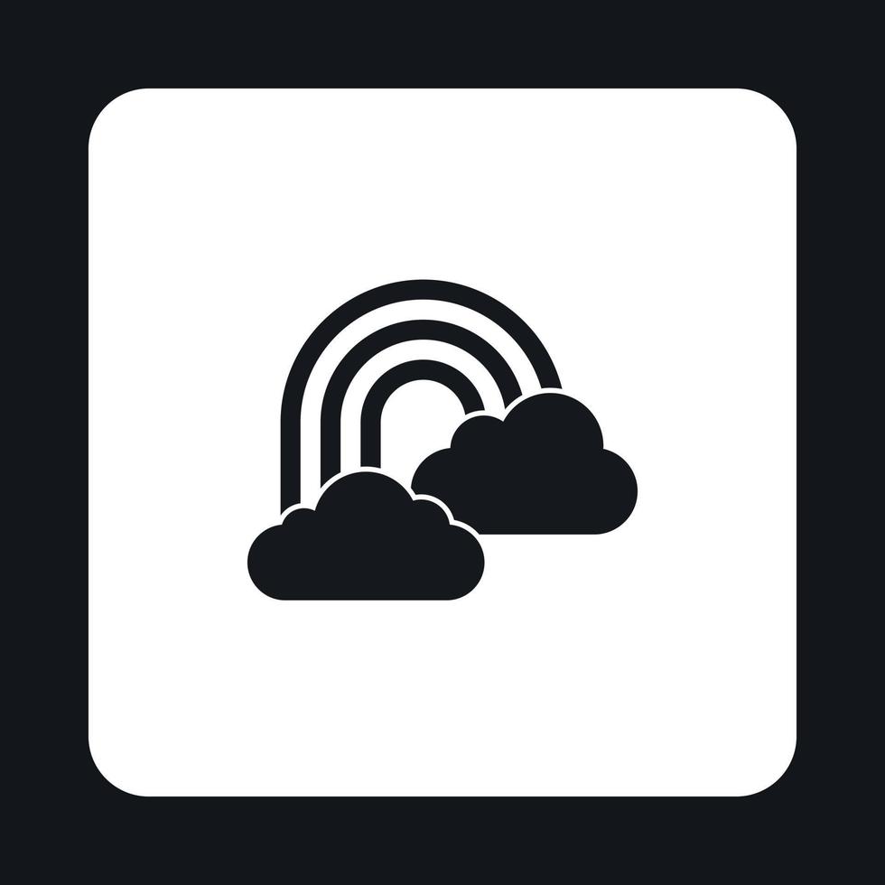 Rainbow and cloud icon, simple style vector