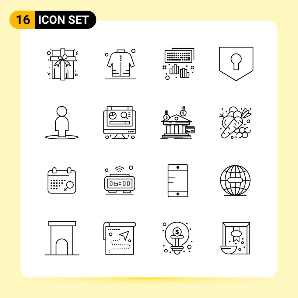 16 iconos creativos para el diseño moderno de sitios web y aplicaciones móviles receptivas 16 símbolos de contorno signos sobre fondo blanco paquete de 16 iconos vector