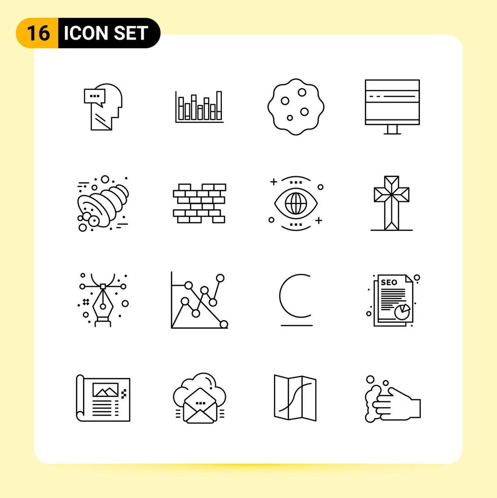 16 Creative Icons for Modern website design and responsive mobile apps 16 Outline Symbols Signs on White Background 16 Icon Pack vector