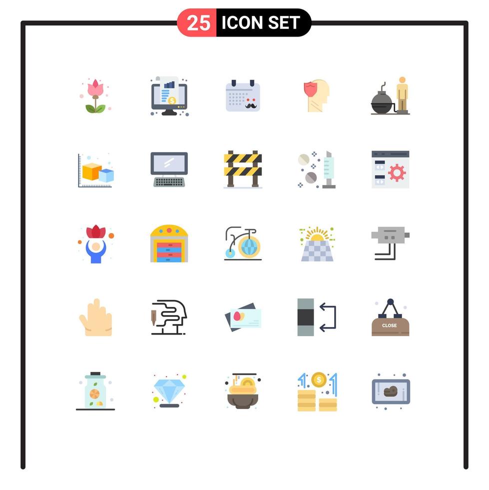 grupo de símbolos de iconos universales de 25 colores planos modernos de datos dinero masculino elementos de diseño vectorial editables del día del padre seguro vector