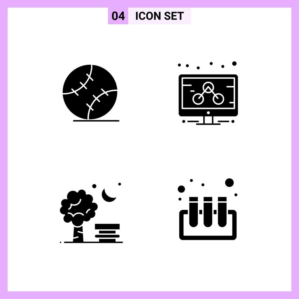 4 Icons in Solid Style Glyph Symbols on White Background Creative Vector Signs for Web mobile and Print