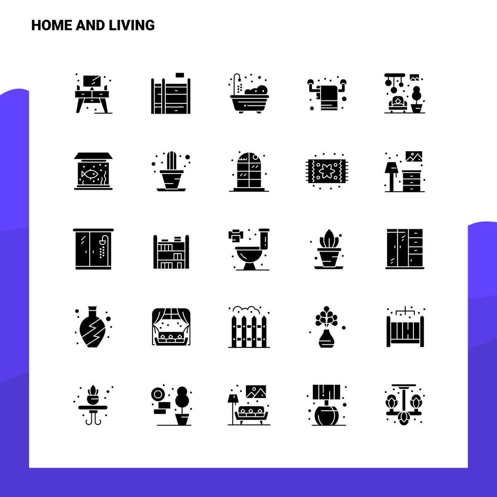 25 conjunto de iconos de hogar y vida plantilla de ilustración de vector de icono de glifo sólido para ideas web y móviles para empresa comercial