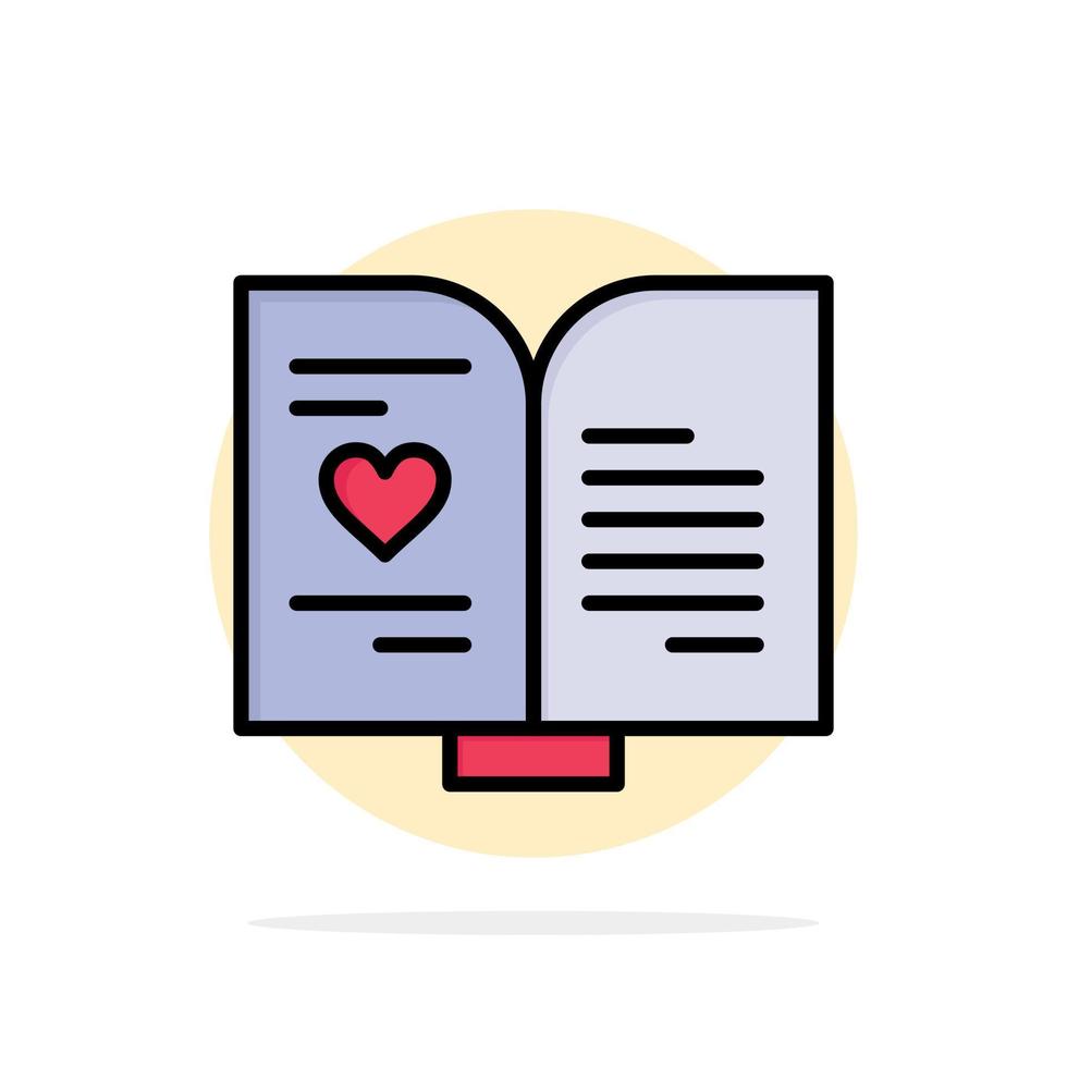 libro amor corazón boda resumen círculo fondo plano color icono vector