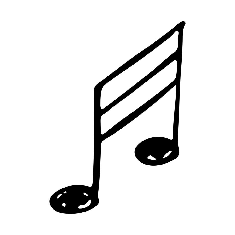 garabato de nota musical. símbolo musical dibujado a mano. elemento único para impresión, web, diseño, decoración, logotipo vector