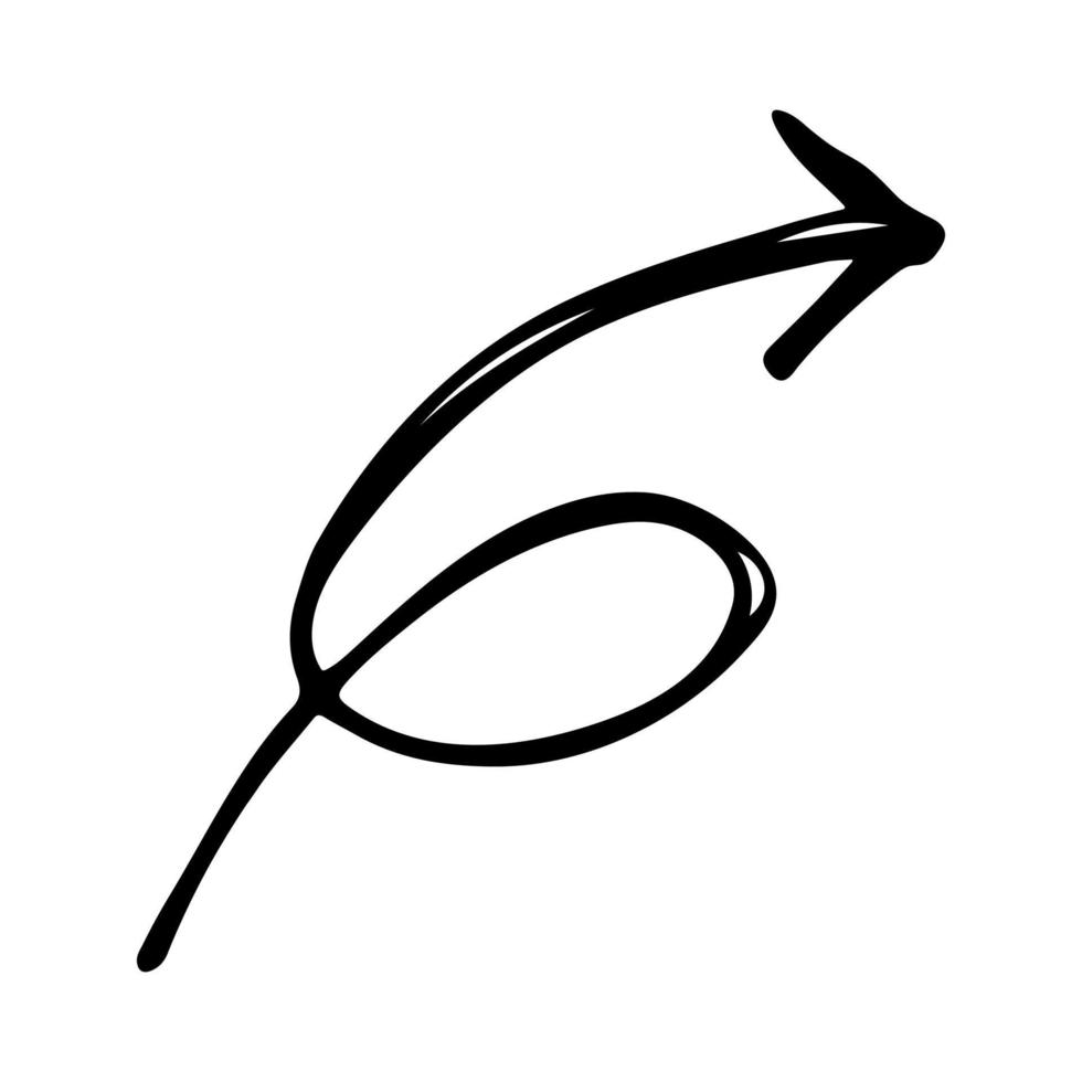 Hand drawn ink arrow illustration in sketch style. Business doodle clipart. Single element for design vector