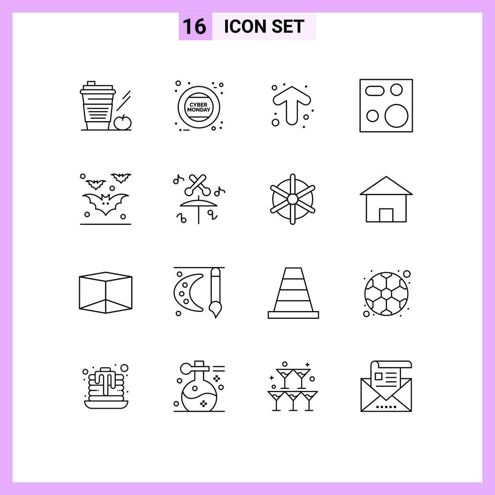 Editable Vector Line Pack of 16 Simple Outlines of products electronics sign devices direction Editable Vector Design Elements