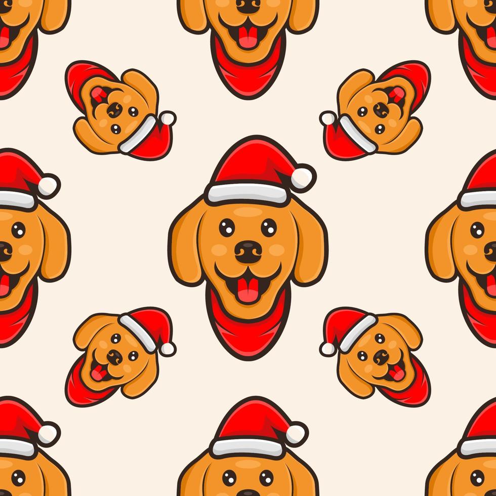 cute dog use hat christmas pattern design vector