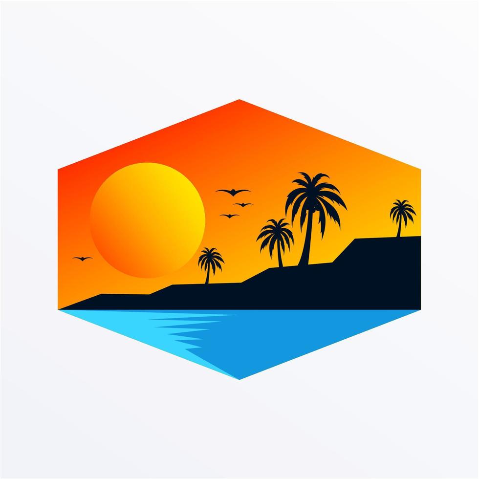 wonderful beach illustration design vector