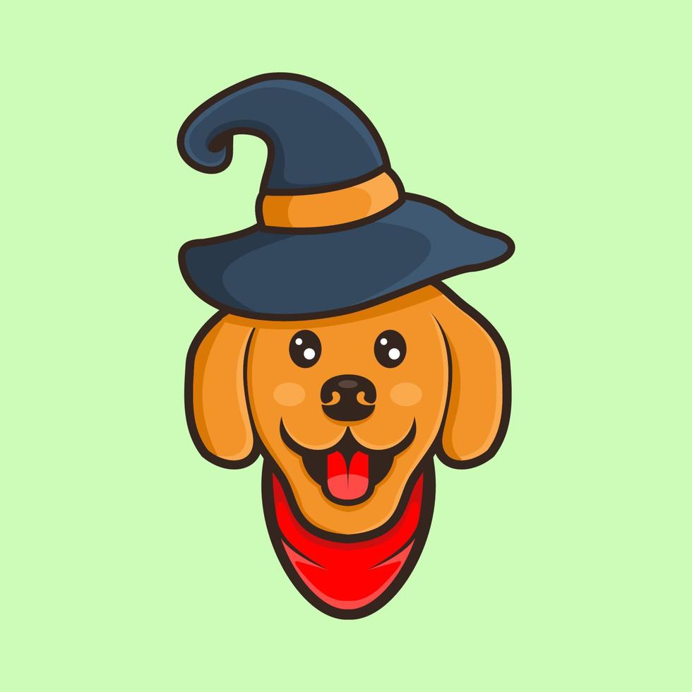 cute dog use hat wizard vector design