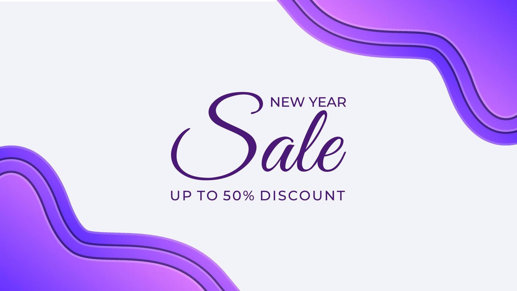 New Year sale background banner template design with purple color Free Vector