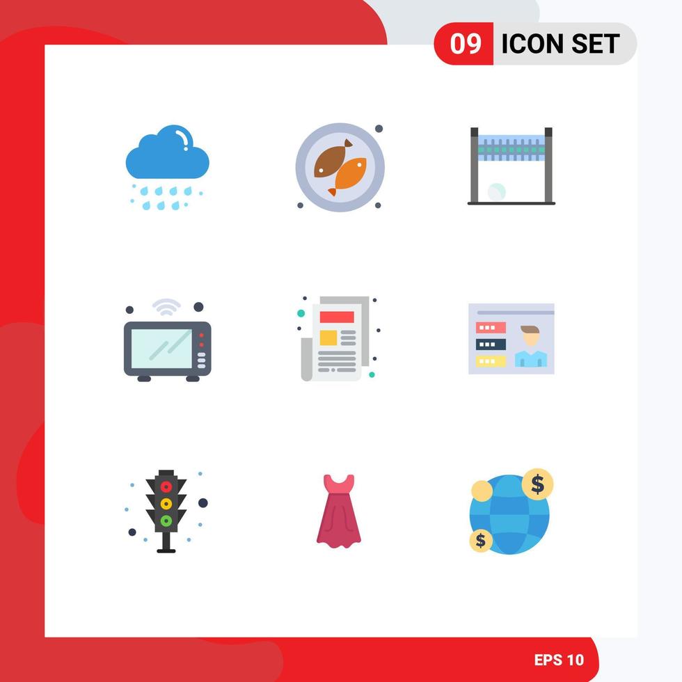 9 iconos creativos signos y símbolos modernos de papel de noticias wifi portería horno iot elementos de diseño vectorial editables vector