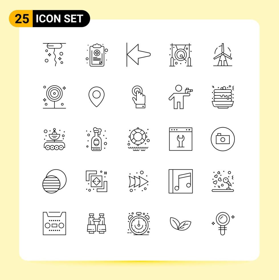 Group of 25 Modern Lines Set for energy metal arrow gong bell Editable Vector Design Elements