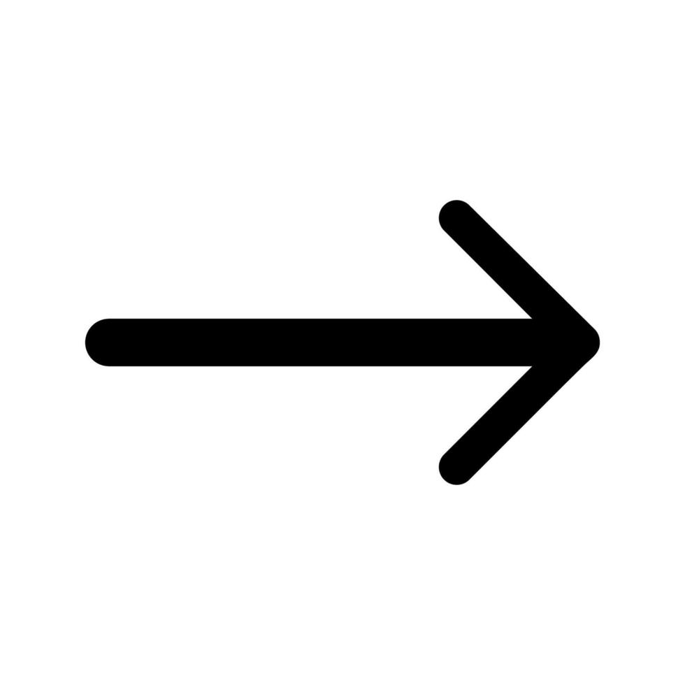 Thin straight arrow icon. Black arrow pointing to the right. Black direction pointer. Vector illustration