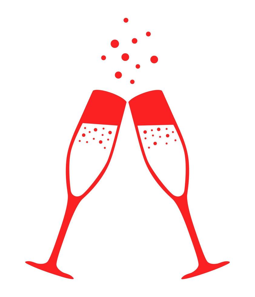 Champagne glasses flat illustration isolated. Champagne glasses icon. Vector decorative element