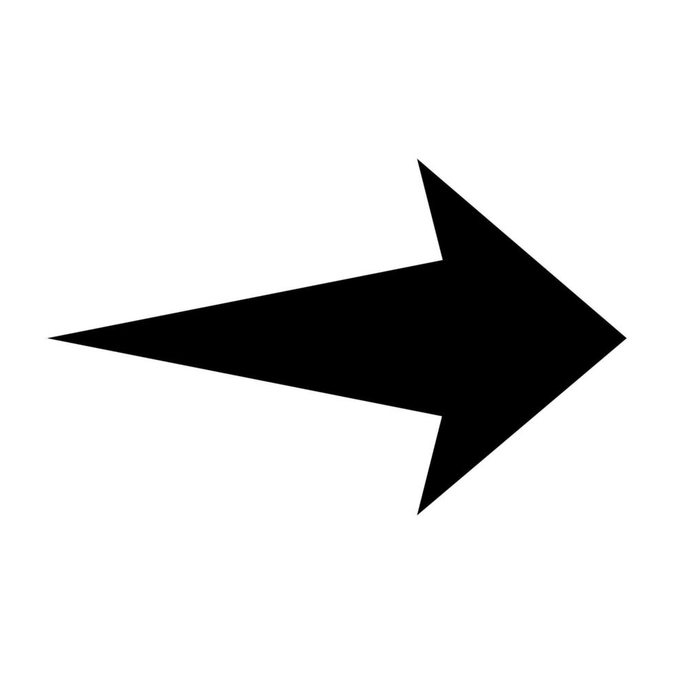 icono de flecha puntiaguda recta. flecha negra que apunta a la derecha. puntero de dirección negro. ilustración vectorial vector
