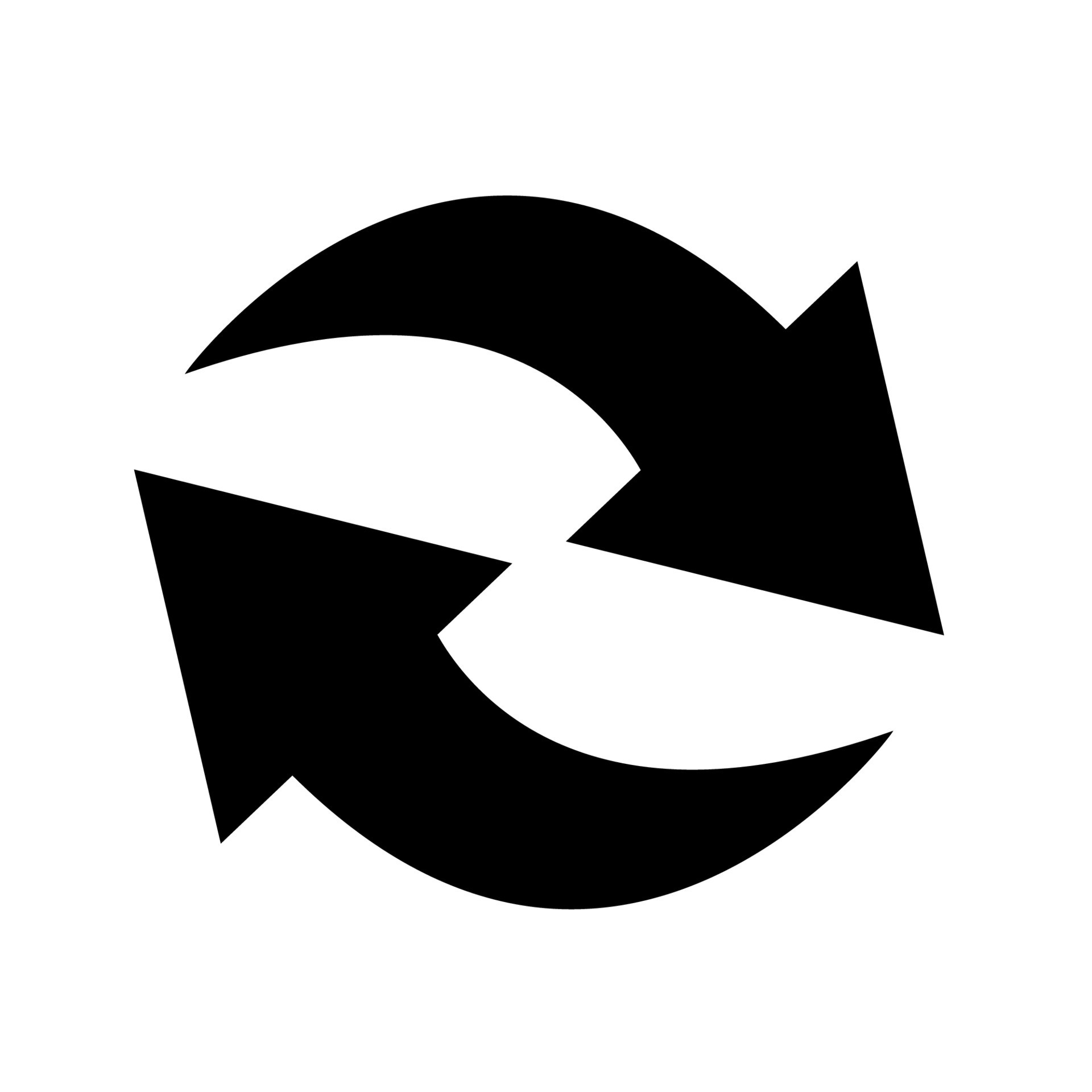 dos flechas curvas que apuntan en direcciones opuestas. flecha aguda