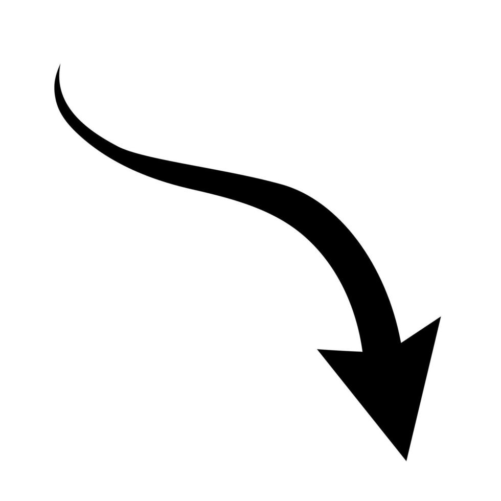 icono de flecha curva afilada. ilustración vectorial flecha redondeada negra. puntero de dirección apuntando hacia arriba vector