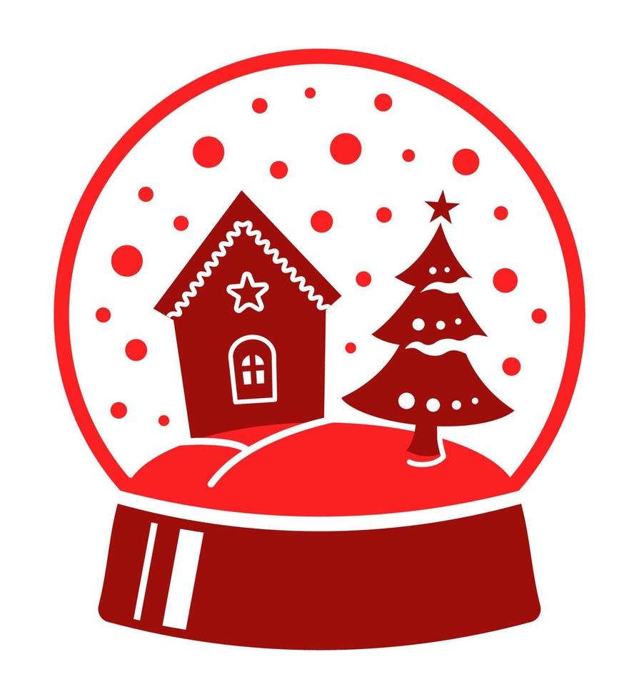 Snow globe flat illustration isolated. Snow globe flat icon. Festive christmas vector decorative element