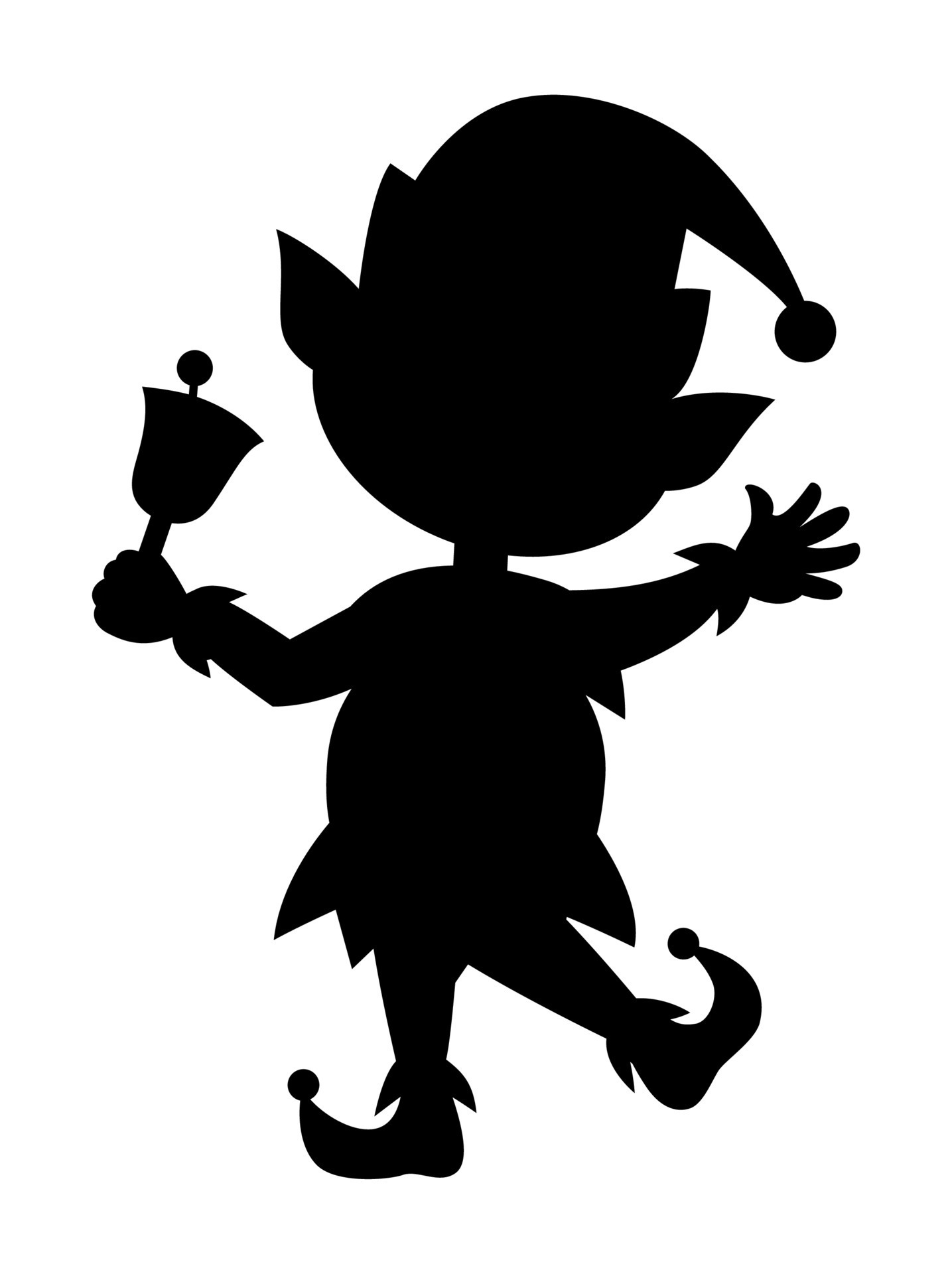 Christmas elf silhouette isolated. Christmas elf illustration. Festive