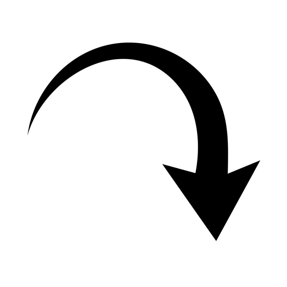 Sharp Curved Arrow Icon Vector Illustration Black Rounded Arrow 