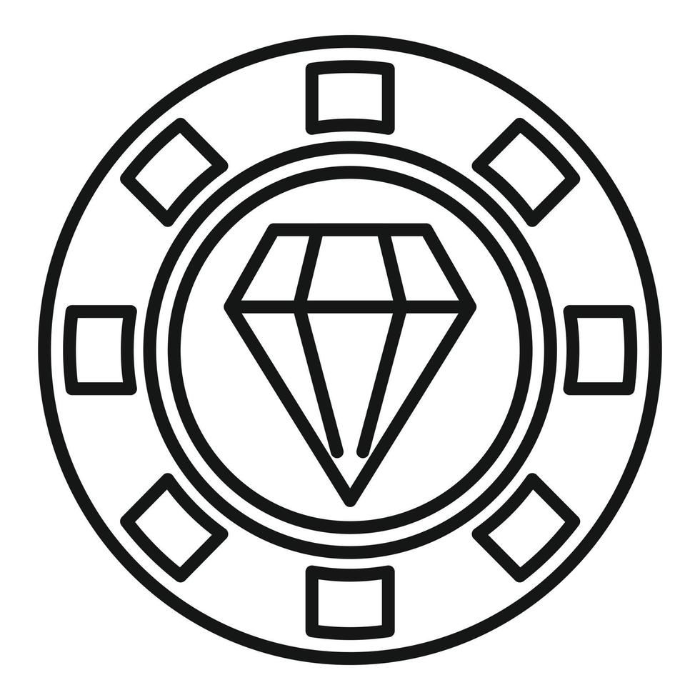 vector de contorno de icono de token de diamante. calidad de la insignia