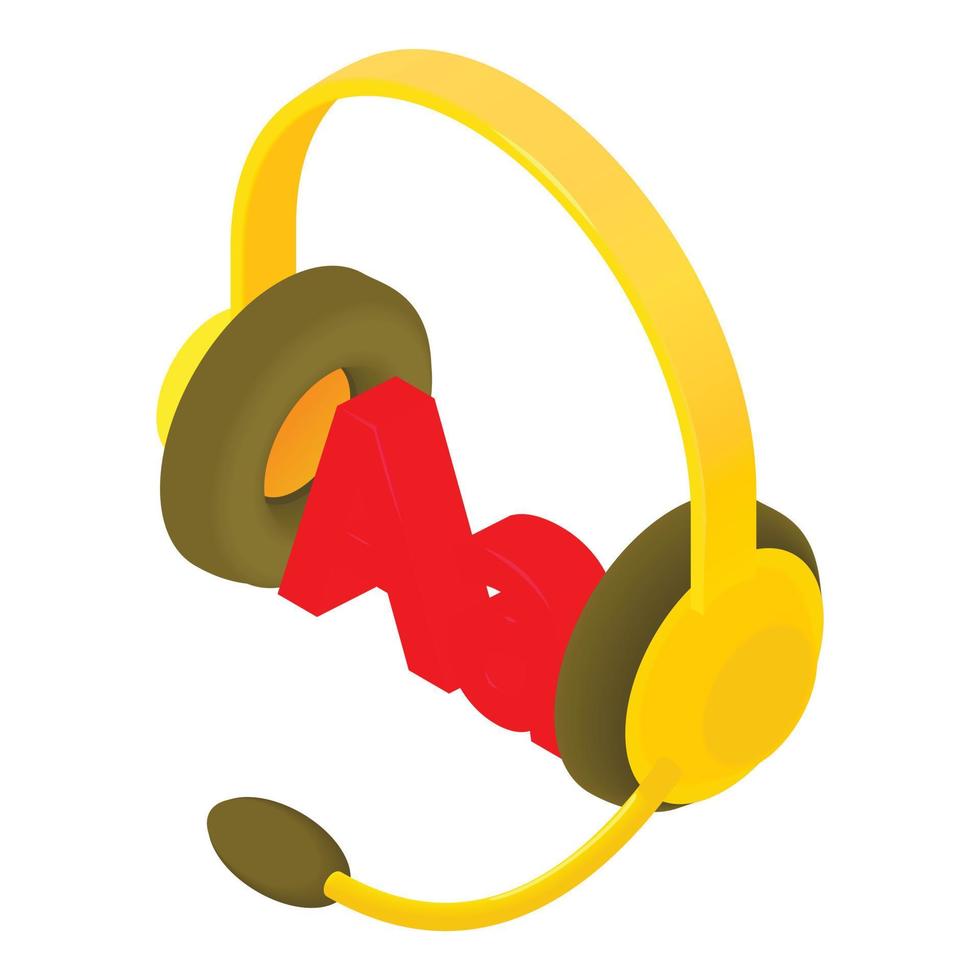 Language learning in headphones icon vector