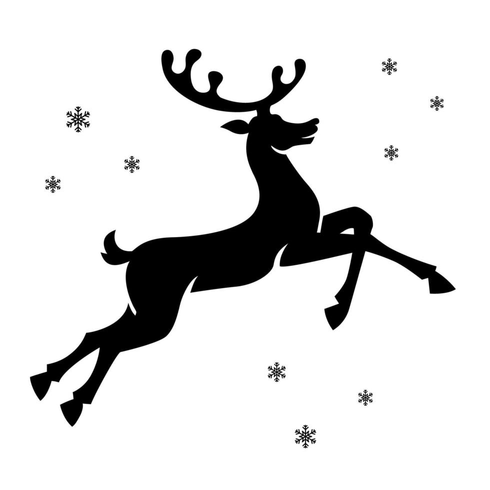 Reindeer silhouette, vector sticker. Running deer. Vector illustration isolated on white background