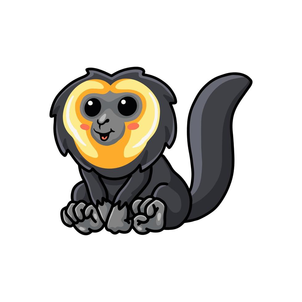 Cute little saki monkey cartoon sitting vector