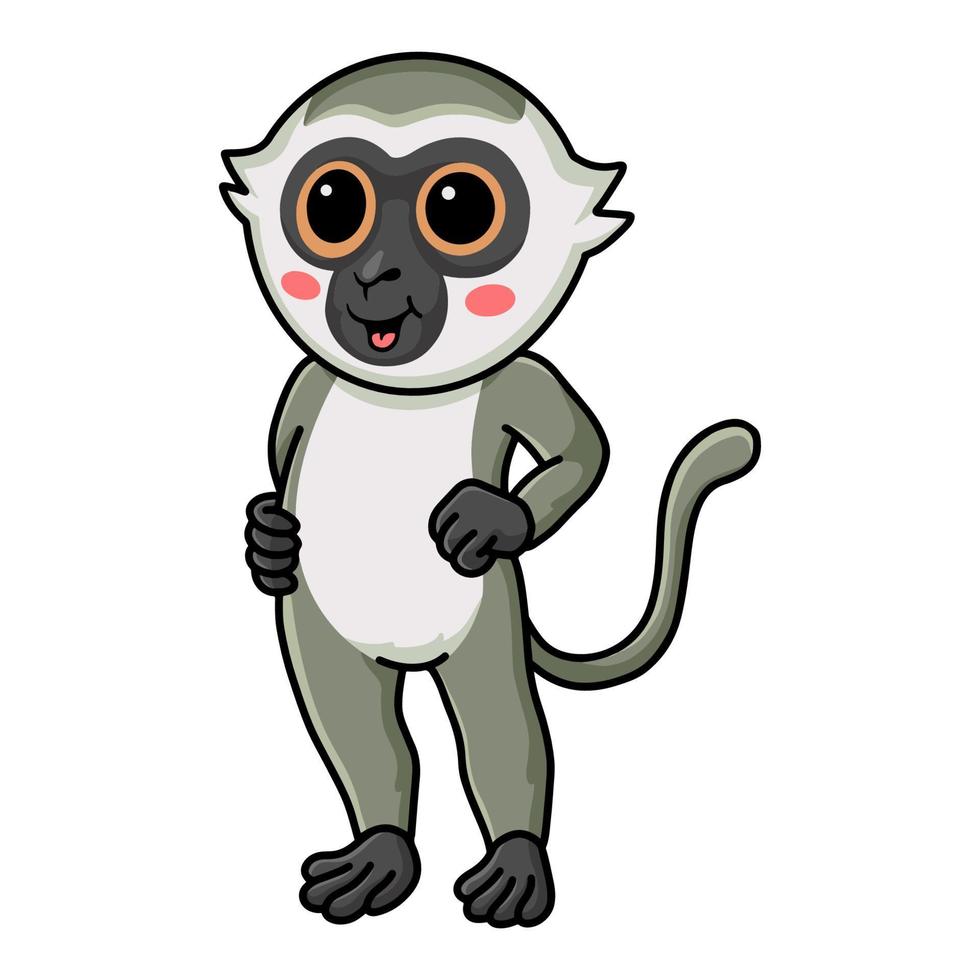 Cute little vervet monkey cartoon standing vector