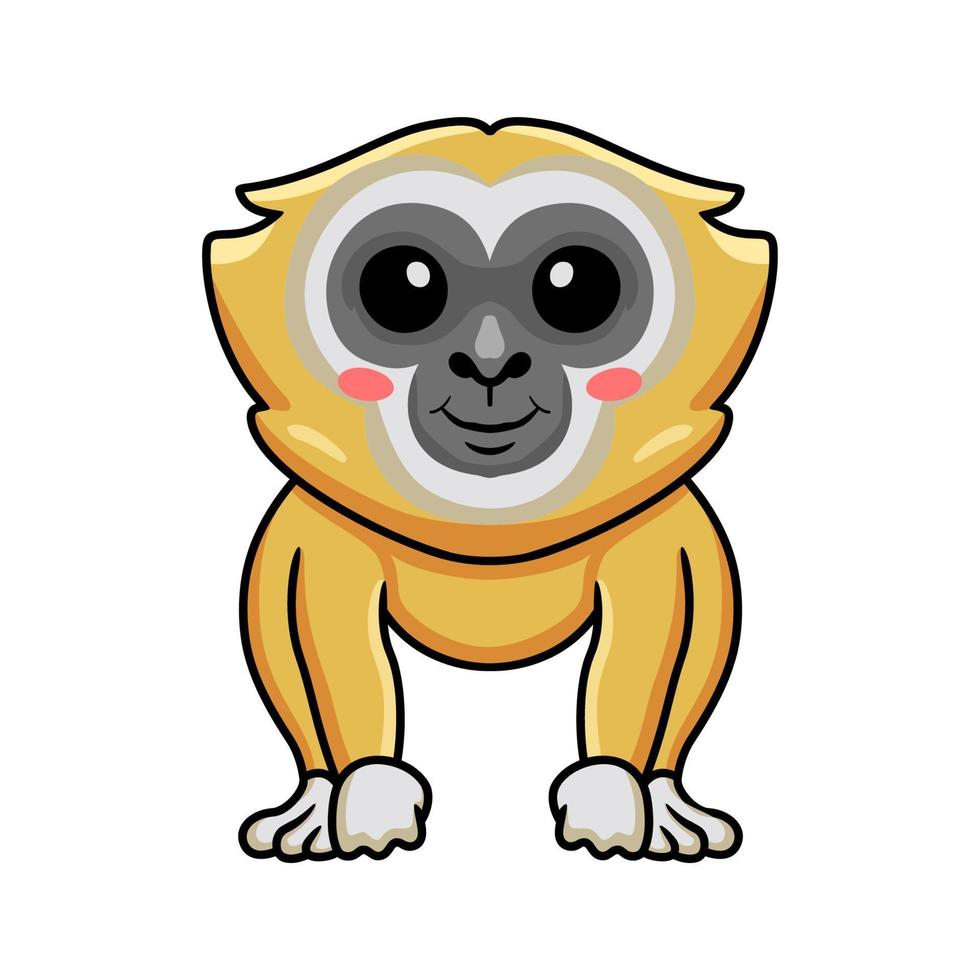 Cute little gibbon cartoon sitting vector