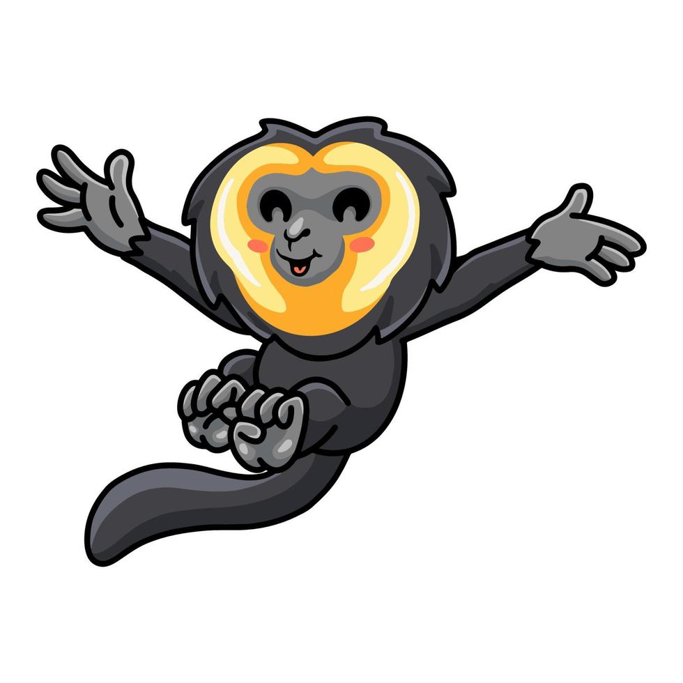 Cute little saki monkey cartoon posing vector