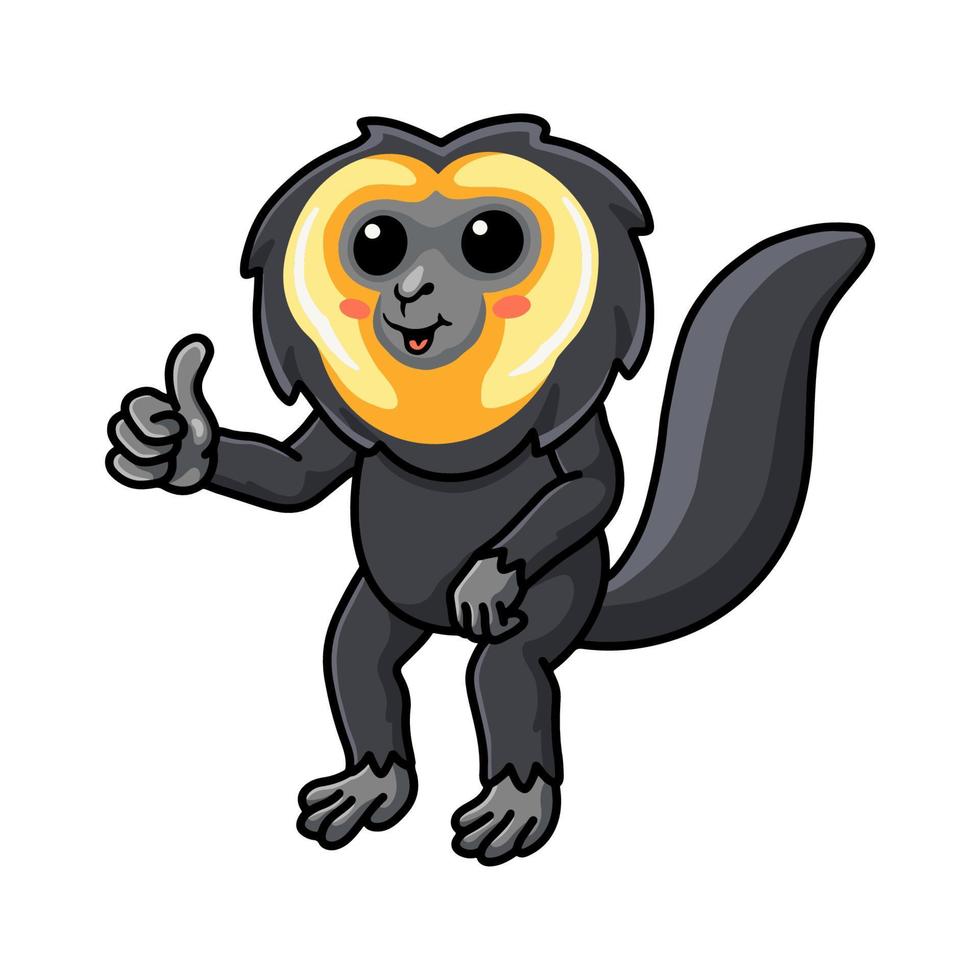 Cute little saki monkey cartoon posing vector